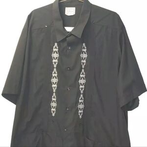 D'Accord Cuban Cigar Shirt Men 4X Summer Embroider Pleated Button Front Pockets